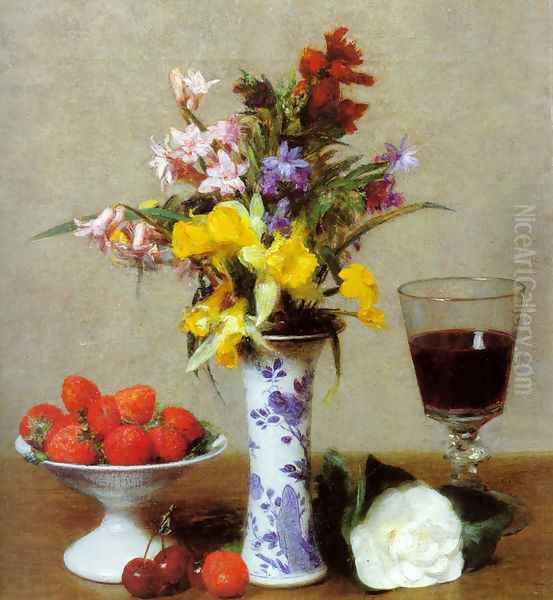 Still Life II Oil Painting by Ignace Henri Jean Fantin-Latour