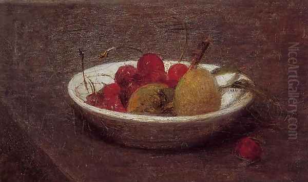 Still Life of Cherries and Almonds Oil Painting by Ignace Henri Jean Fantin-Latour