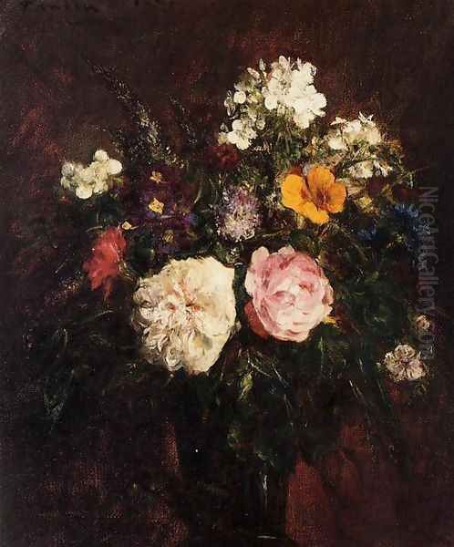 Still Life with Flowers 2 Oil Painting by Ignace Henri Jean Fantin-Latour