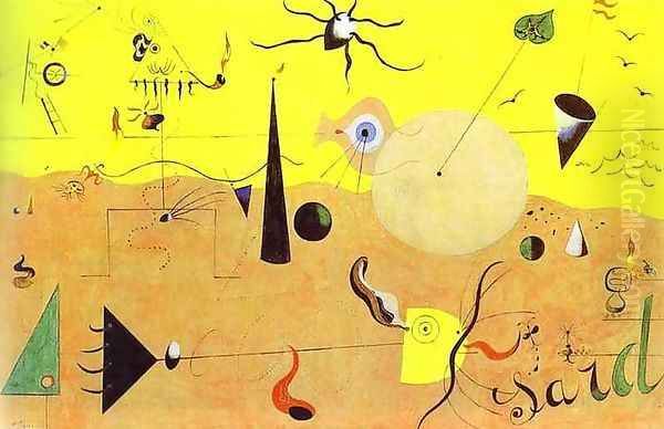 Catalan Landscape (The Hunter) Oil Painting by Joaquin Miro