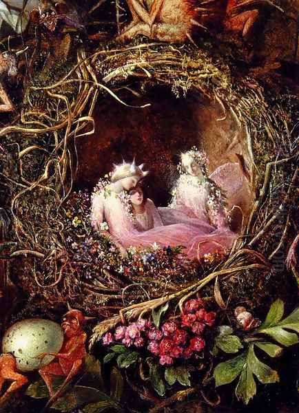 Fairies In A Bird's Nest (detail 1) Oil Painting by John Anster Fitzgerald