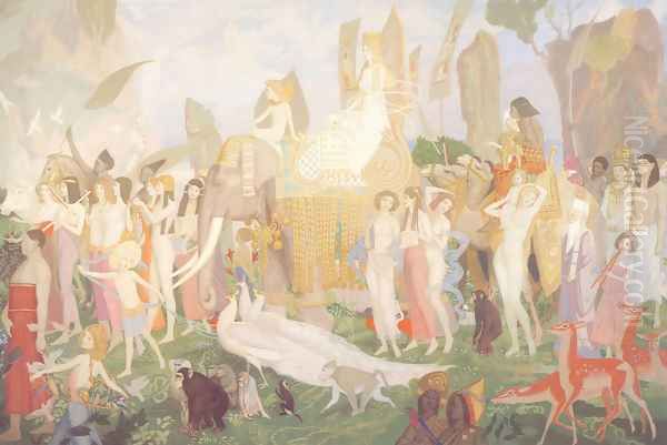 Ivory, Apes and Peacocks Oil Painting by John Duncan