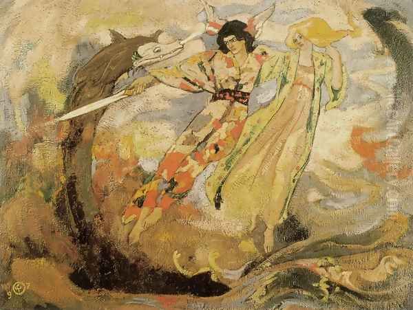 The Glaive of Light Oil Painting by John Duncan