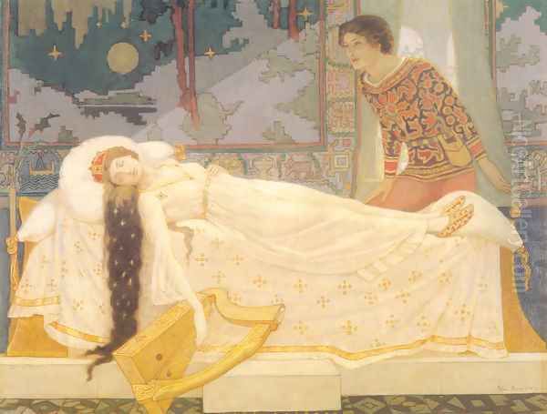 The Sleeping Princess Oil Painting by John Duncan