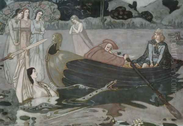 The Taking of Excalibur Oil Painting by John Duncan