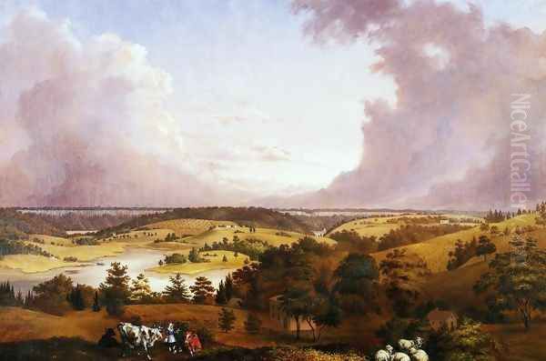 View of Hastings-on-Hudson Oil Painting by John Ludlow Morton