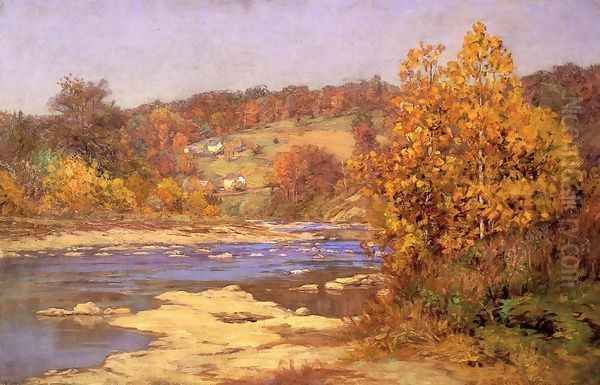 Blue and Gold Oil Painting by John Ottis Adams