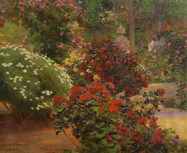 El Jardin Oil Painting by Jose Benlliure Y Gil