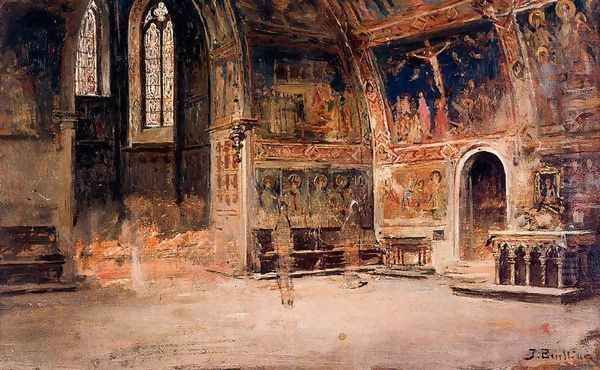 Interior de la basilica de Asis Oil Painting by Jose Benlliure Y Gil