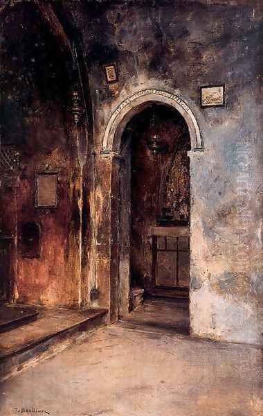 Interior de la iglesia del convento de las carceles Oil Painting by Jose Benlliure Y Gil