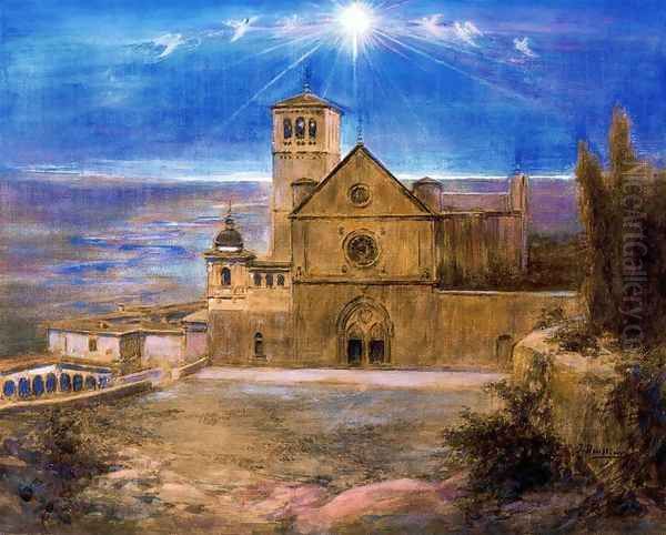 Vista de la Iglesia de Asis Oil Painting by Jose Benlliure Y Gil