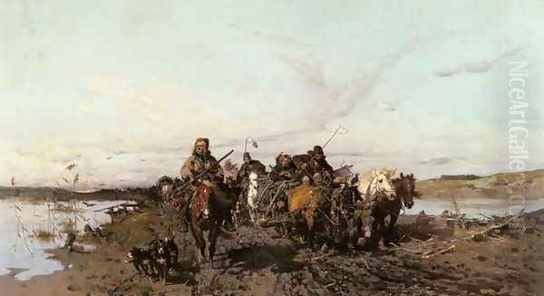 The Caravan Oil Painting by Josef von Brandt