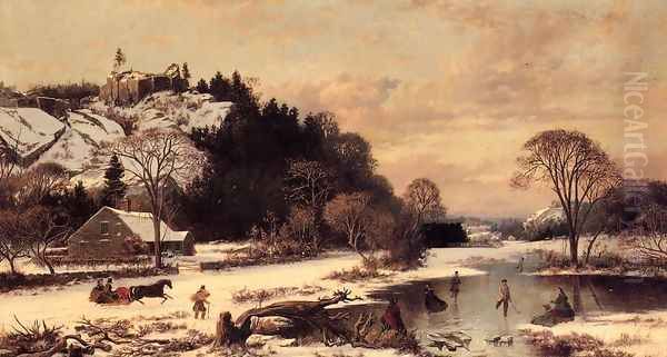 A Winter's Day Oil Painting by Joseph Morviller