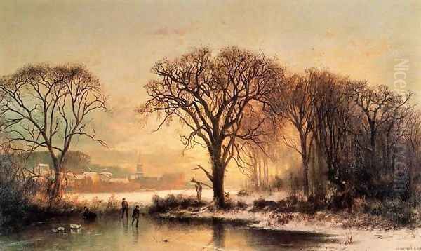 Winter in Medford Oil Painting by Joseph Morviller