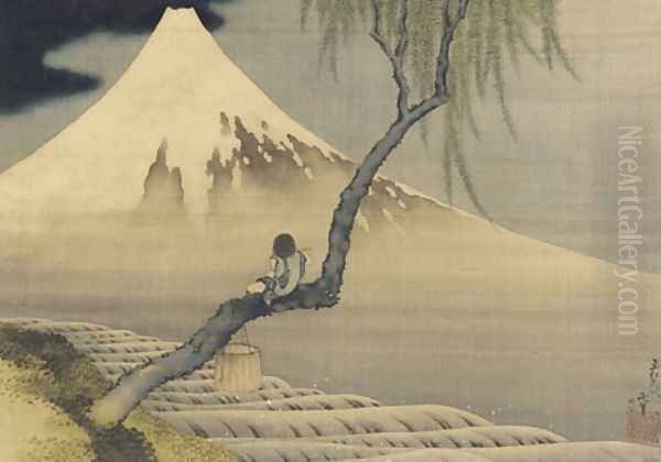 Boy on Mount Fuji Oil Painting by Katsushika Hokusai