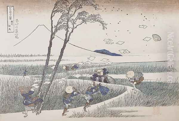 Ejiri in Suruga Province (Sunshu Ejiri) Oil Painting by Katsushika Hokusai