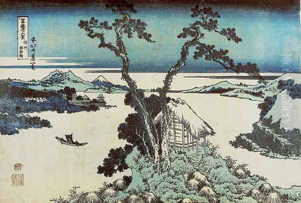 Lake Suwa in Shinano Province (Shinshu Suwako) Oil Painting by Katsushika Hokusai