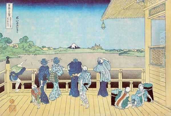 Sazai Hall of the Temple of the Five-hundred Rakan (Gohyaku Rakanji Sazaido) Oil Painting by Katsushika Hokusai