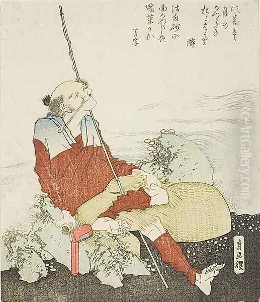 Self-Portrait as a Fisherman Oil Painting by Katsushika Hokusai