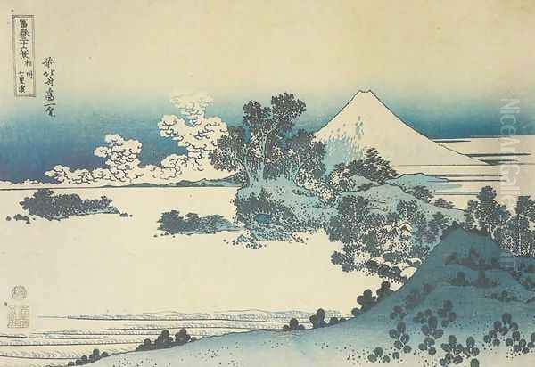 Shichirigahama in Sagami Province (Soshu Shichirigahama) Oil Painting by Katsushika Hokusai