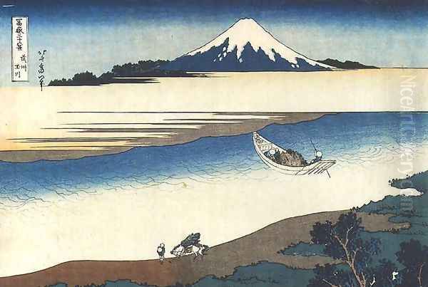 Tama River in the Province of Musashi (Bushu Tamagawa) Oil Painting by Katsushika Hokusai