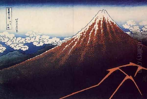 Thunderstorm at the foot of the mountain Oil Painting by Katsushika Hokusai