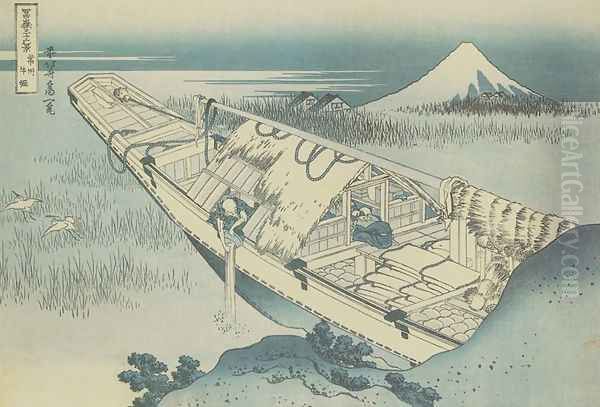 Ushibori in Hitachi Province (Joshu Ushibori) Oil Painting by Katsushika Hokusai