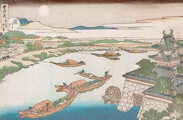 Yodo River (Yodogawa) Oil Painting by Katsushika Hokusai