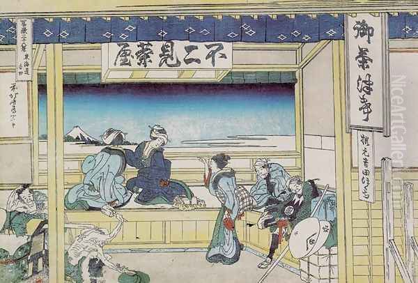 Yoshida on the Tokaido Road (Tokaido Yoshida) Oil Painting by Katsushika Hokusai