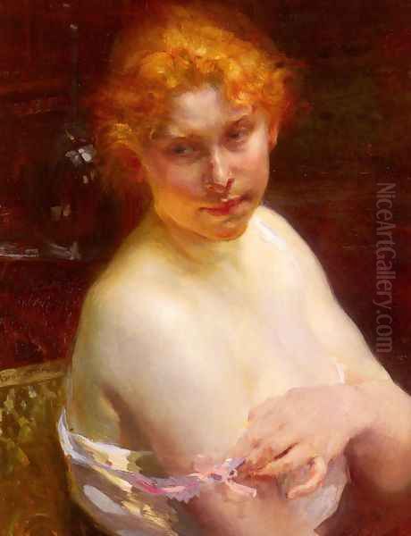 Portrait D'une Jeune Femme (Portrait of a Young Woman) Oil Painting by Paul Albert Besnard