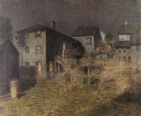 Old House, Moonlight, Gloucester, Massachusetts Oil Painting by Paul Cornoyer