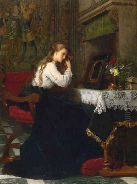 The Mirror Oil Painting by Pierre Charles Comte