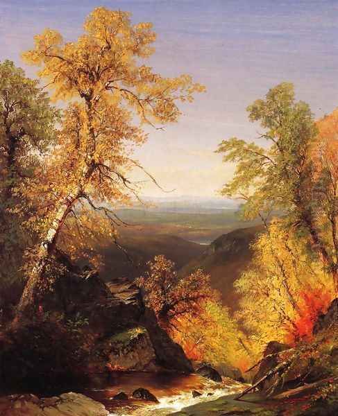 The Top of Kaaterskill Falls, Autumnn Oil Painting by Richard William Hubbard