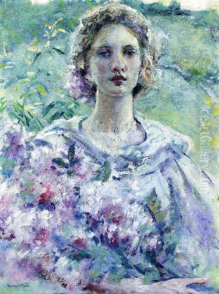 Girl with Flowers Oil Painting by Robert Reid