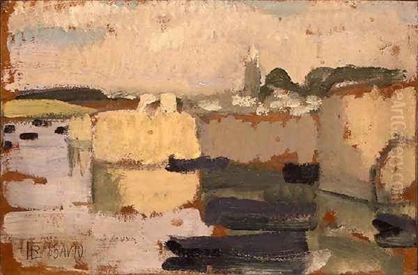 Village at the Water's Edge Oil Painting by Roger de La Fresnaye