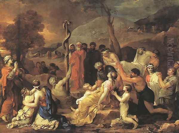 Moses and the Brazen Serpent 1653-54 Oil Painting by Sebastien Bourdon