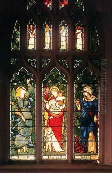 Faith, Hope and Charity Oil Painting by Sir Edward Coley Burne-Jones