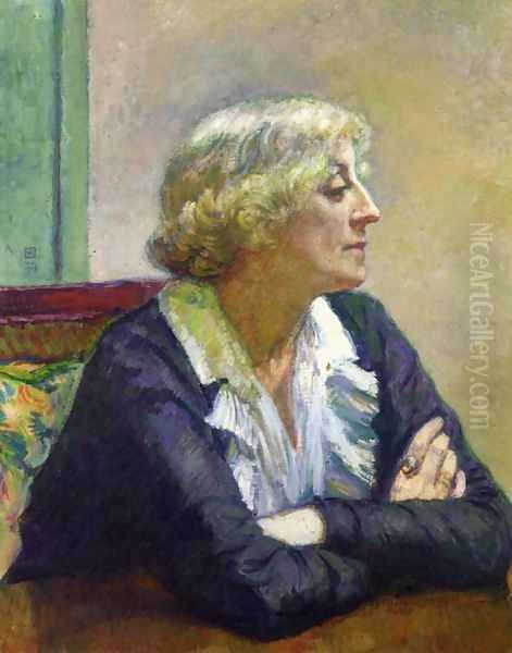 Maria Van Rysselberghe with Crossed Arms Oil Painting by Theo van Rysselberghe