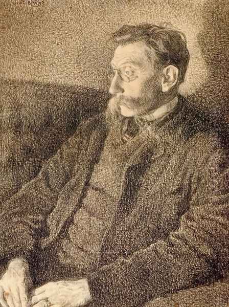 Portrait of Emile Verhaeren Oil Painting by Theo van Rysselberghe