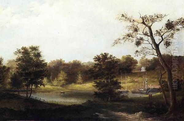 A Genteel Landscape Oil Painting by Thomas Birch