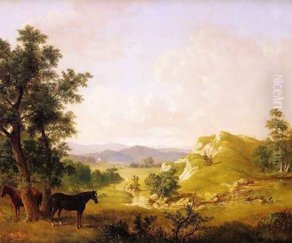 Landscape with Horses Oil Painting by Thomas Hewes Hinckley