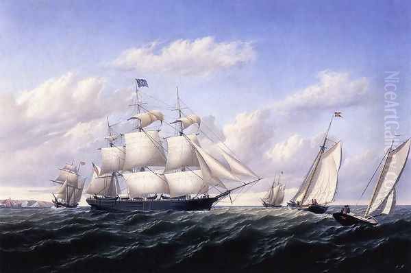 Whaleship 'Speedwell of Fairhaven, Outward Bound off Gay Head Oil Painting by William Bradford