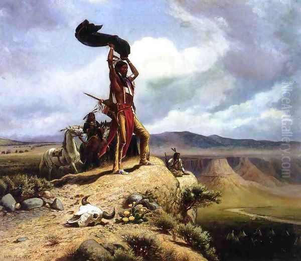 The Buffalo Signal Oil Painting by William de la Montagne Cary