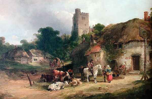 The Plough Inn Oil Painting by Snr William Shayer