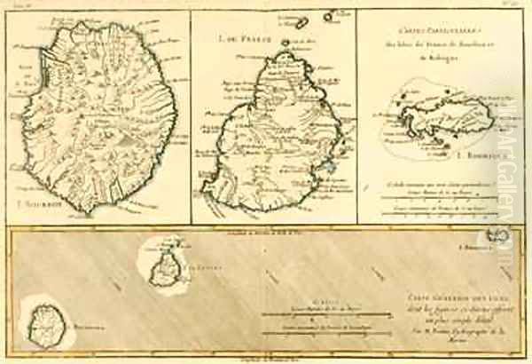 The Islands of Rodriguez, Isle de France and Bourbon Oil Painting by Charles Marie Rigobert Bonne