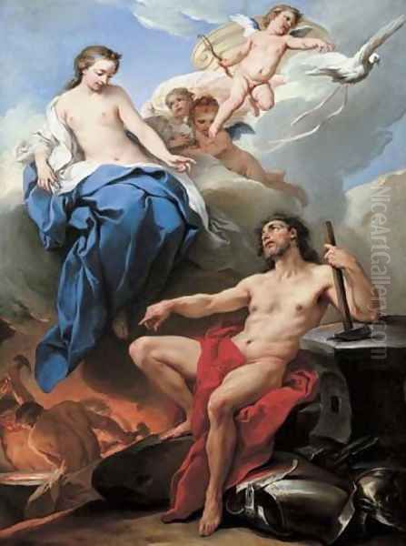 Venus requesting Vulcan to make arms for Aeneas Oil Painting by Carle van Loo