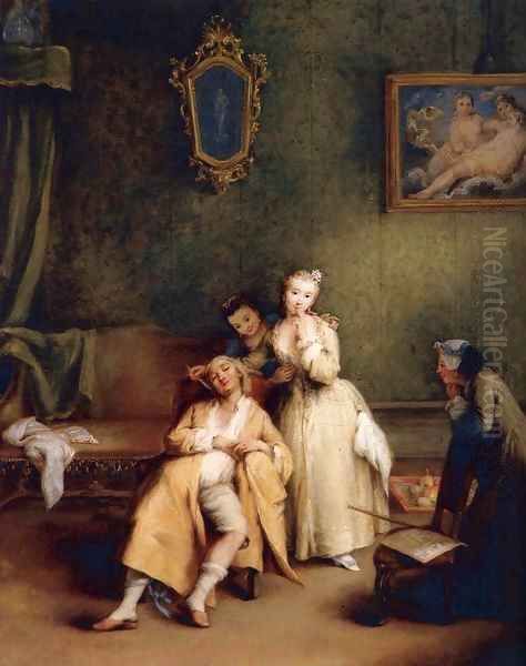 The Tickle Oil Painting by Pietro Longhi