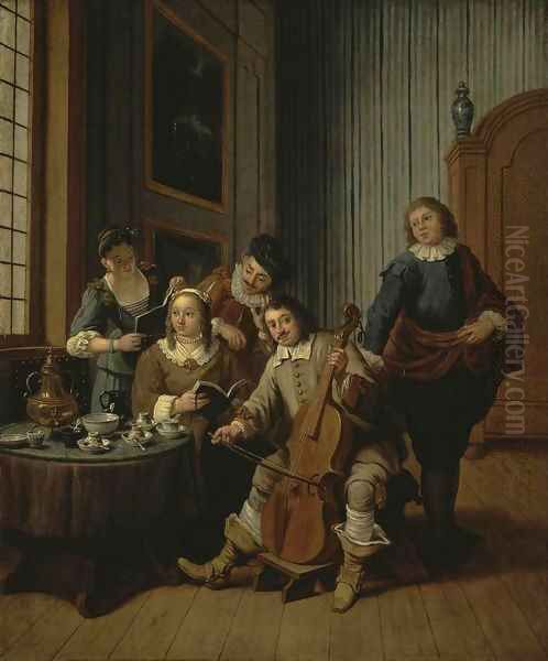 Lesson of Singing Oil Painting by Jan Jozef, the Younger Horemans