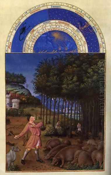 Les tres riches heures du Duc de Berry Novembre (November) Oil Painting by Harry J. Pearson