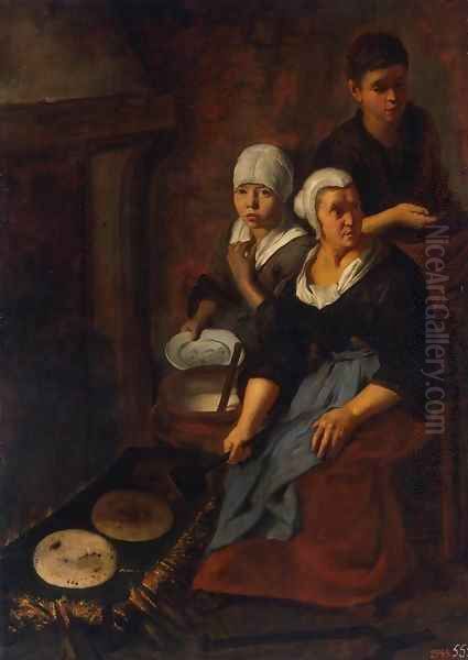 Baking of Flat Cakes Oil Painting by Bartolome Esteban Murillo